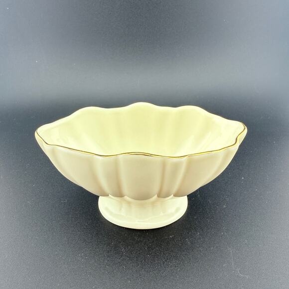 Lenox Ivory Scalloped Pedestal Bowl with Gold Trim – Handcrafted China – 4” - Picture 1 of 7